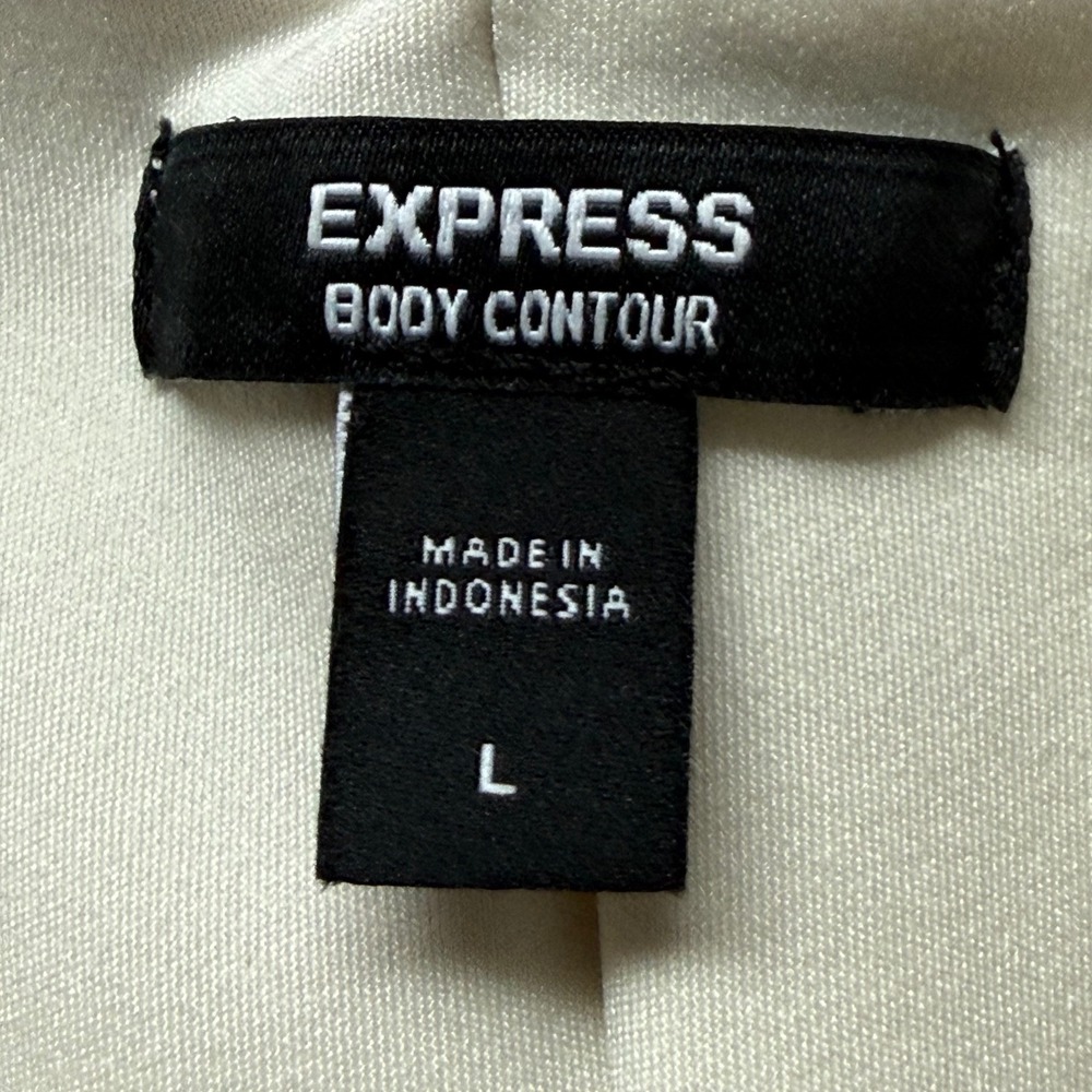 Express Body Contour Bodysuit Women's Large White Ruched Mesh Strappy - Picture 5 of 10